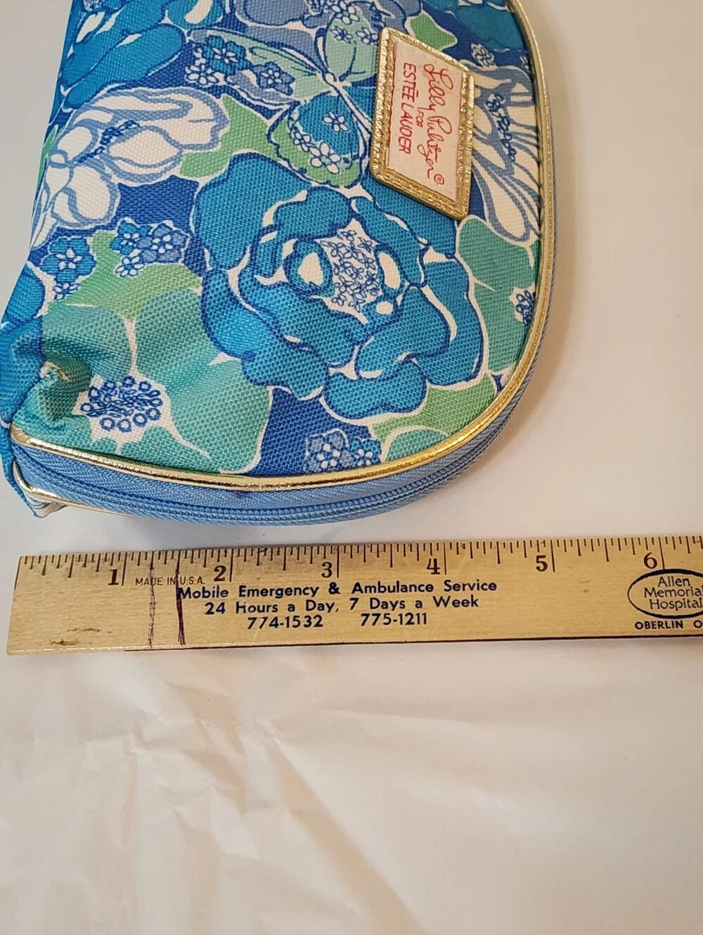 Lilly Pulitzer X Estee Lauder Cosmetic Makeup Bag Floral Butterflies Blue Pink